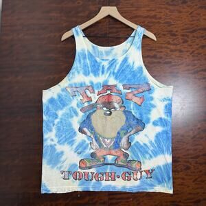1995 Mens Warner Bros Taz The Tough Guy Tie Dye Tank Top X-L
